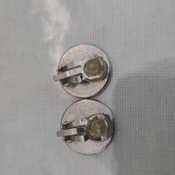 Authentic Chanel CC Silver Button Earrings - Picture 4 of 10